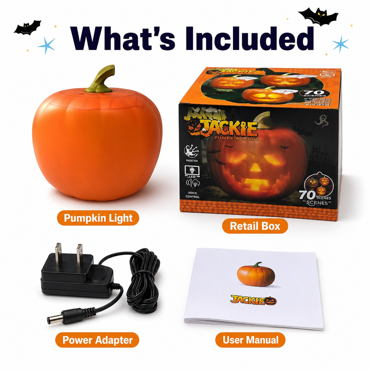 Halloween Pumpkin Projector Light with 3 Switchable Faces – LED Jack O Lantern Halloween Decor