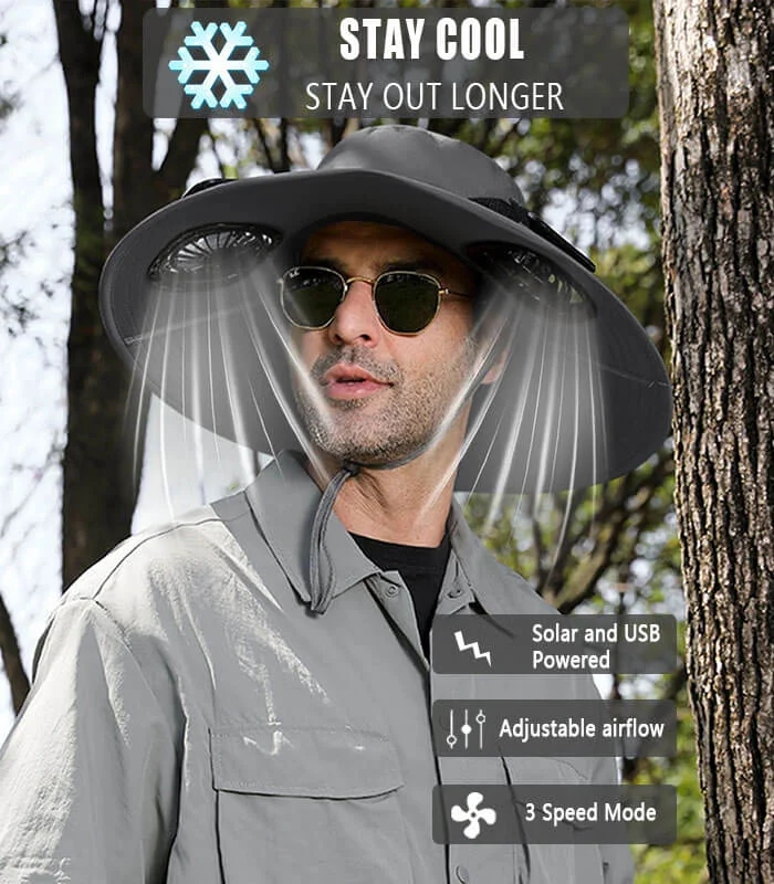 Solar-Powered Fan Cap – FishermanHat Perfect for Travel