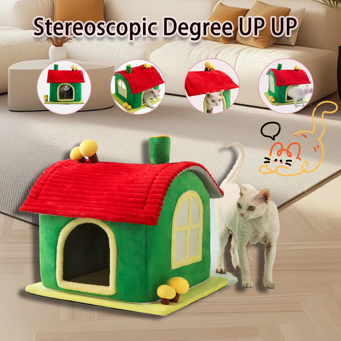 Cat Bed Indoor Enclosed Warm Cave-Christmas Gifts