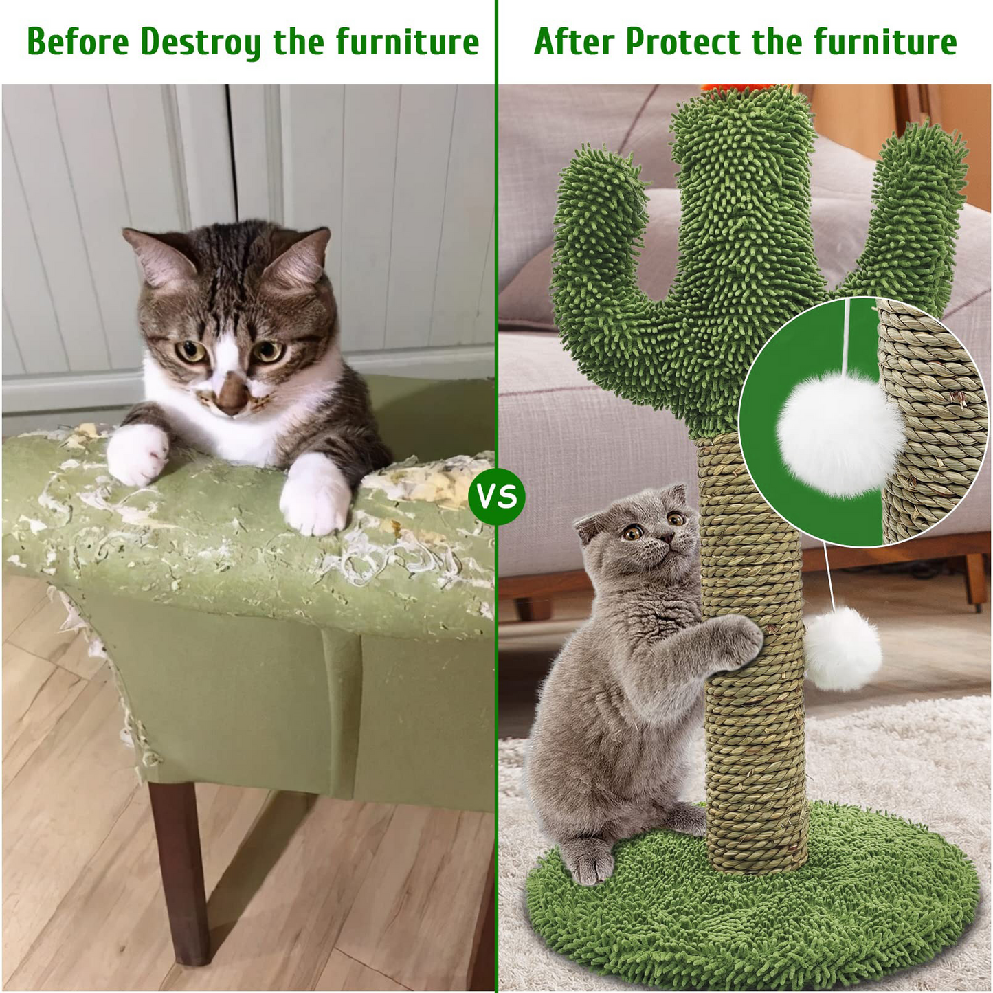 2 in 1 Cactus Shaped Cat Climbing Tree