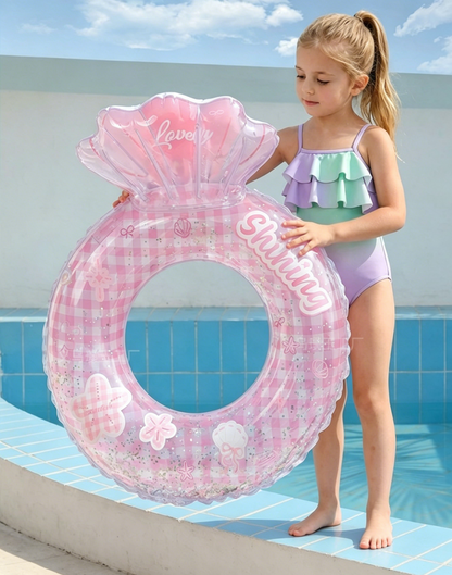 Baby Inflatable Swim Ring with Sun Shade, Cute Shell Kids Float for Pool Beach Summer Water Toys