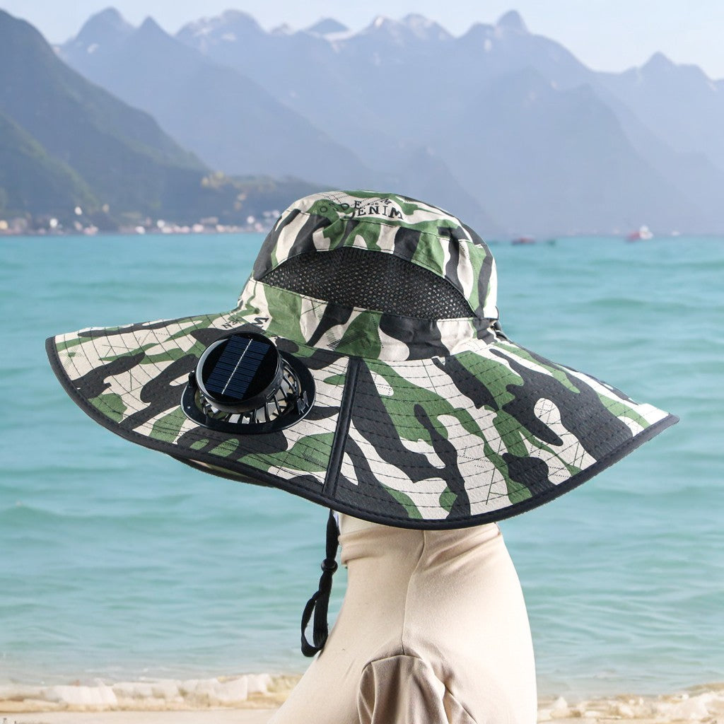 Solar Fan Fishing Hat with 2 Solar Fan-Sunscreen Sun Hat