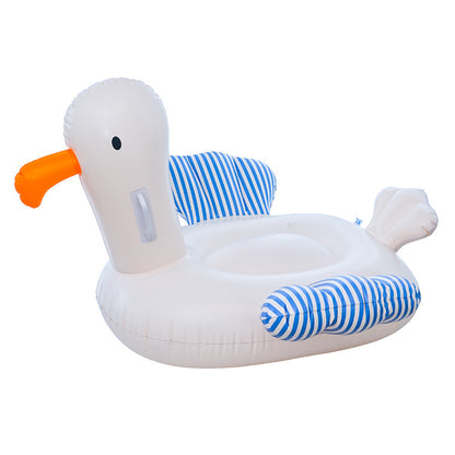 Giant Inflatable Duck Pool Float with Backrest - White Swan Pool Lounger