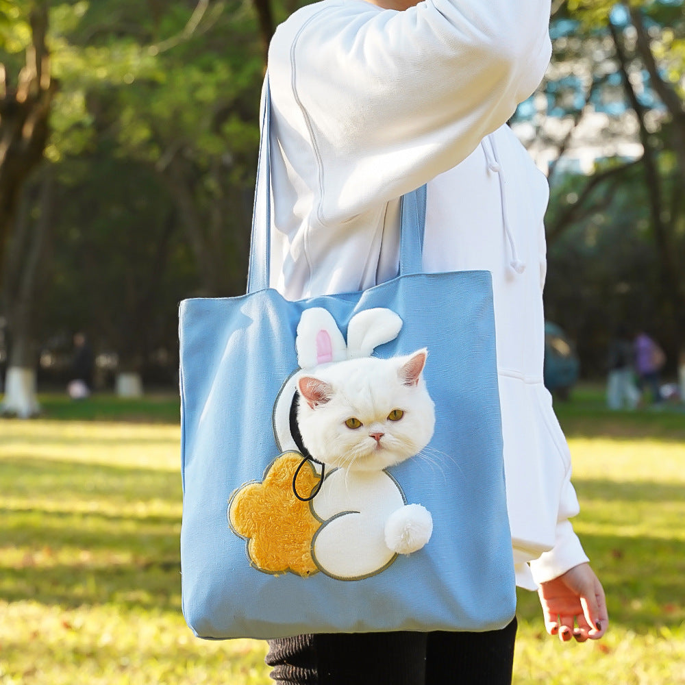 Pet Canvas Travel Bag & Shoulder Outdoor Carrier Bag