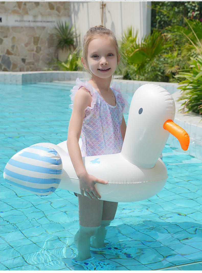 Giant Inflatable Duck Pool Float with Backrest - White Swan Pool Lounger