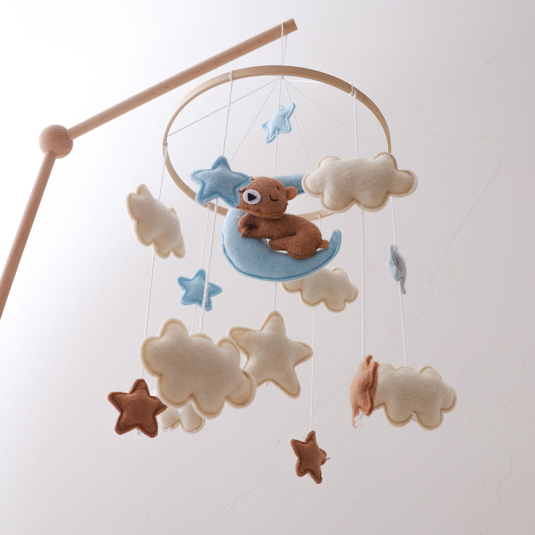 Teddy Bear Baby Mobile & Wooden Baby Crib