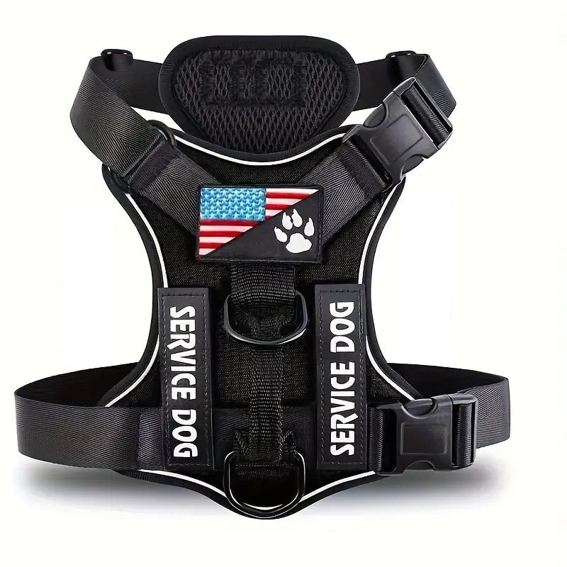 Service Dog Vest - Tactical Dog Harness Full Metal Buckles for Large Medium Dog