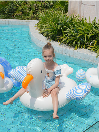 Giant Inflatable Duck Pool Float with Backrest - White Swan Pool Lounger