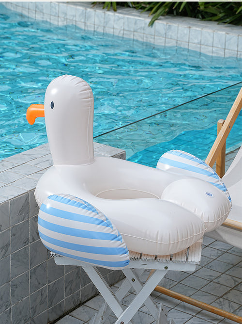Giant Inflatable Duck Pool Float with Backrest - White Swan Pool Lounger
