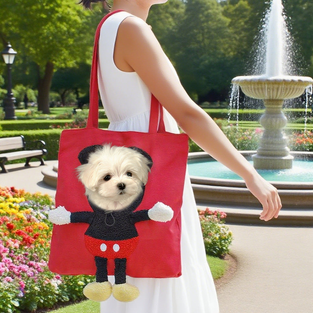 Pet Canvas Travel Bag & Shoulder Outdoor Carrier Bag