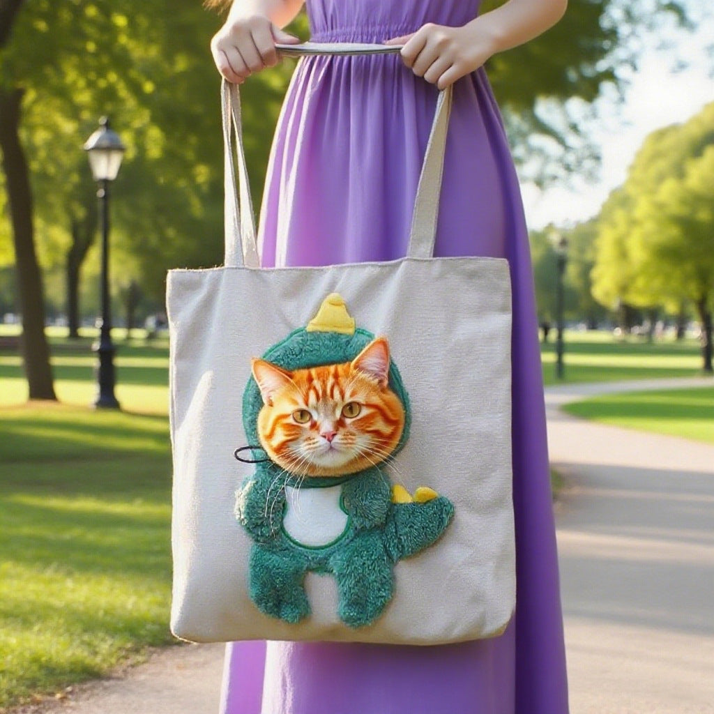 Pet Canvas Travel Bag & Shoulder Outdoor Carrier Bag
