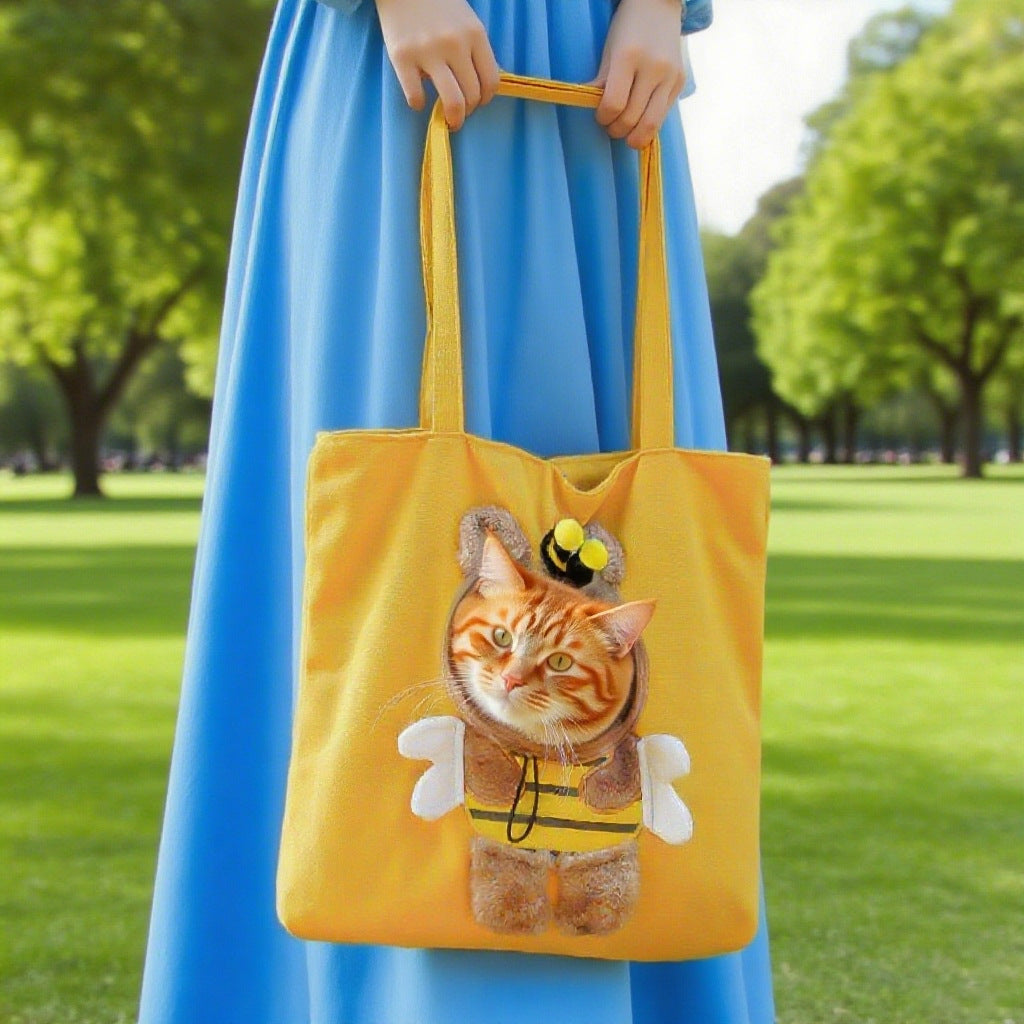Pet Canvas Travel Bag & Shoulder Outdoor Carrier Bag