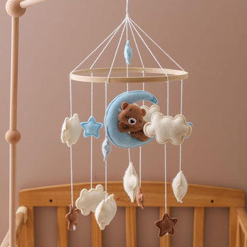 Teddy Bear Baby Mobile & Wooden Baby Crib