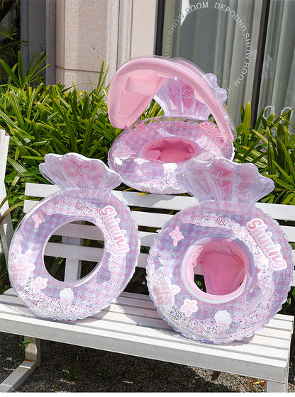 Baby Inflatable Swim Ring with Sun Shade, Cute Shell Kids Float for Pool Beach Summer Water Toys