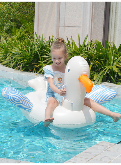 Giant Inflatable Duck Pool Float with Backrest - White Swan Pool Lounger