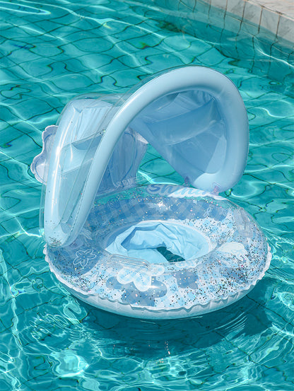 Baby Inflatable Swim Ring with Sun Shade, Cute Shell Kids Float for Pool Beach Summer Water Toys