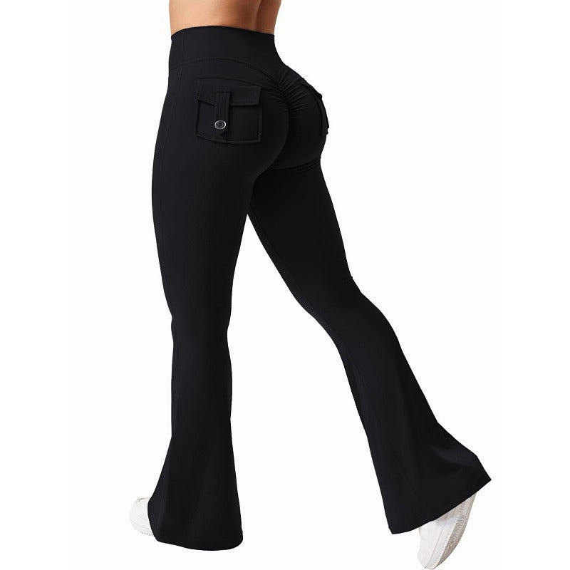 Women's Flare Pants High Waist Elastic Waistband Lightweight Breathable