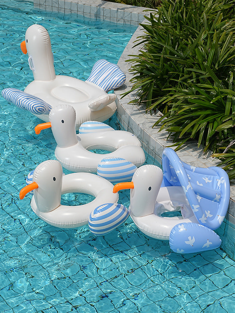 Giant Inflatable Duck Pool Float with Backrest - White Swan Pool Lounger