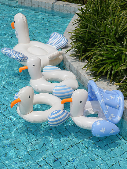 Giant Inflatable Duck Pool Float with Backrest - White Swan Pool Lounger