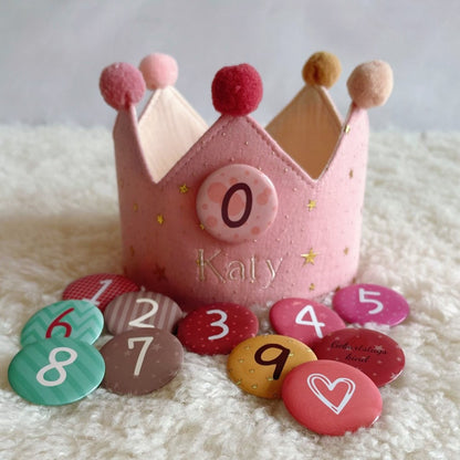 Personalized Name Hand Embroidered Baby Birthday Crown