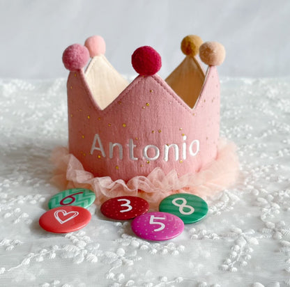 Personalized Name Hand Embroidered Baby Birthday Crown