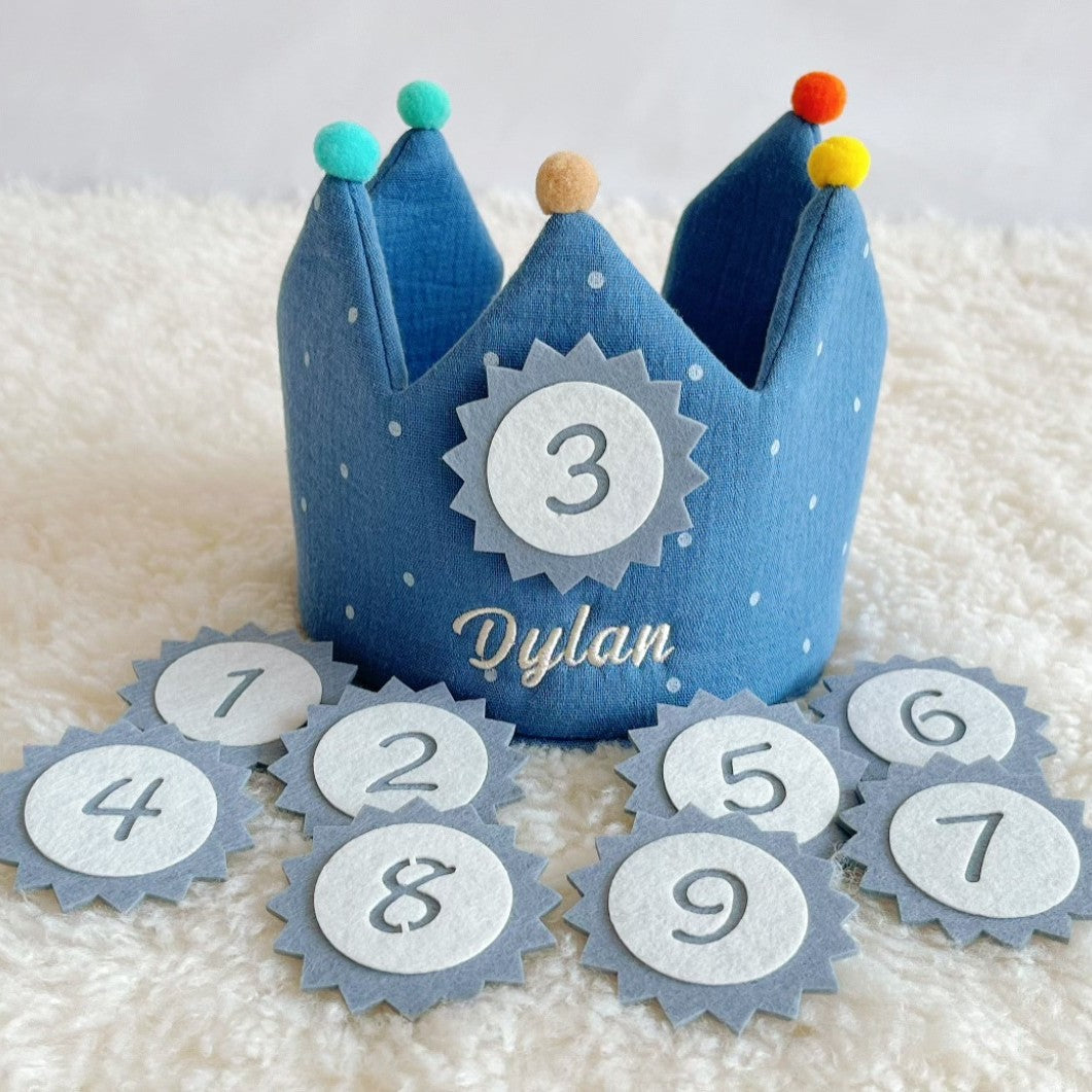 Personalized Name Hand Embroidered Baby Birthday Crown