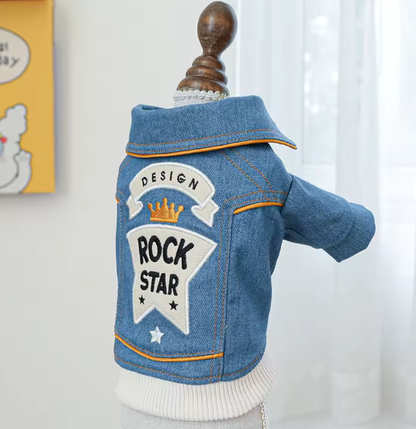 Pet Denim Jacket | Dog & Cat Embroidered Jacket