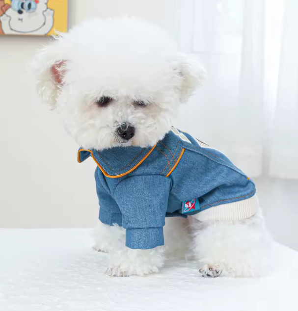 Pet Denim Jacket | Dog & Cat Embroidered Jacket