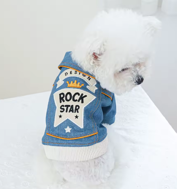 Pet Denim Jacket | Dog & Cat Embroidered Jacket