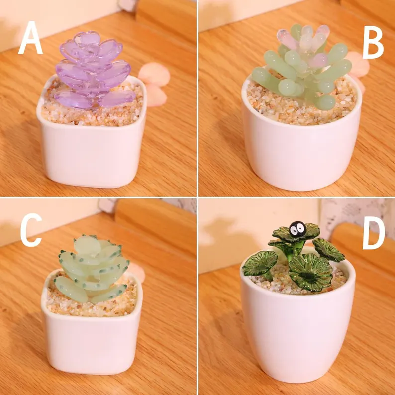 Glass Potted Plants, Glass Succulents, Glass Cactus,Glass Flower