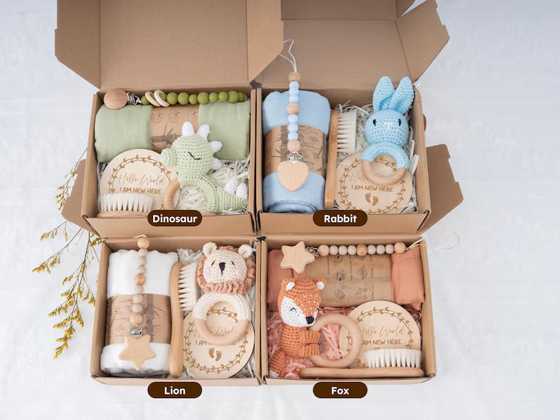 Baby Shower Gift Box, Newborn Gift box, Baby Gift Box Set with Pacifier Clip