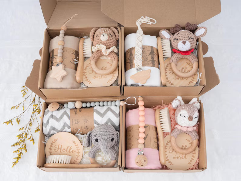 Baby Shower Gift Box, Newborn Gift box, Baby Gift Box Set with Pacifier Clip