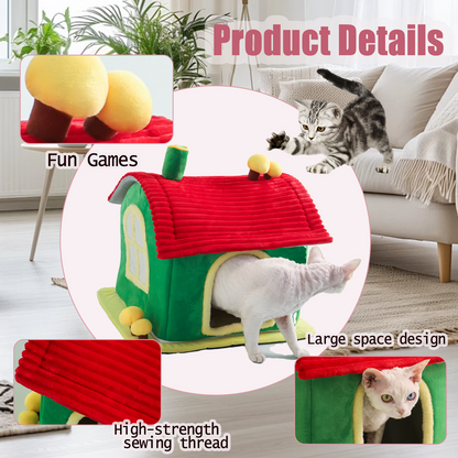 Cat Bed Indoor Enclosed Warm Cave-Christmas Gifts