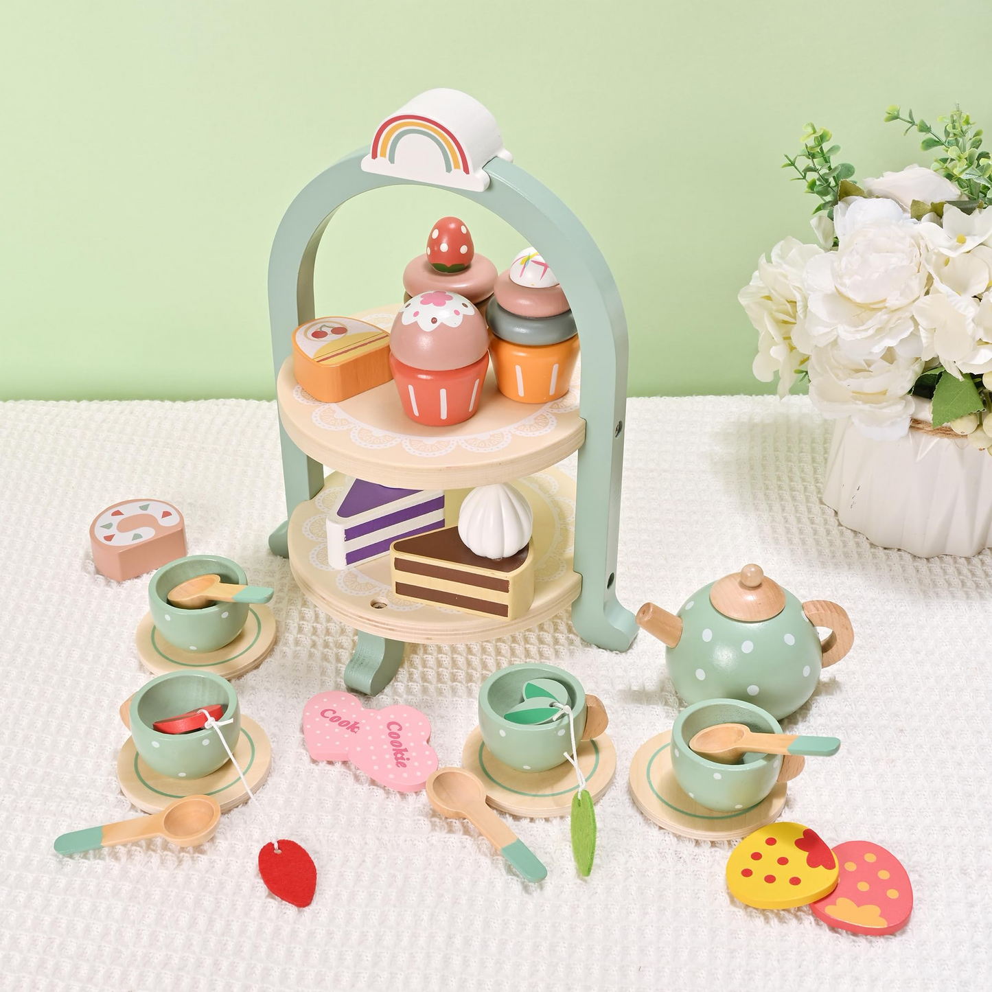 Wooden Tea Set Toys for Girls Age 3 4 5 6 7 Year Old