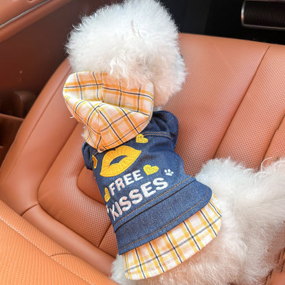 Denim Dog Hoodie | Puppy Hooded Coat Jacket with Pocket