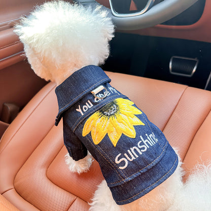 Denim Dog Hoodie | Puppy Hooded Coat Jacket with Pocket