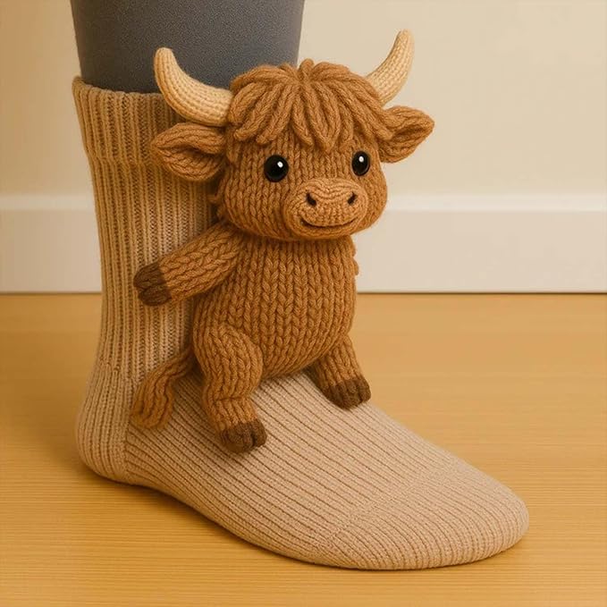 3D Knitted Socks, Animal Socks, Hand Crocheted Floor Socks