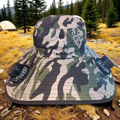 Wide Brim Solar Fan Outdoor Fishing Hat-Solar Fan Hat Cooling Hat Solar