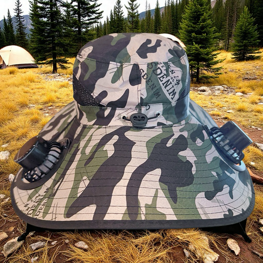 Wide Brim Solar Fan Outdoor Fishing Hat-Solar Fan Hat Cooling Hat Solar